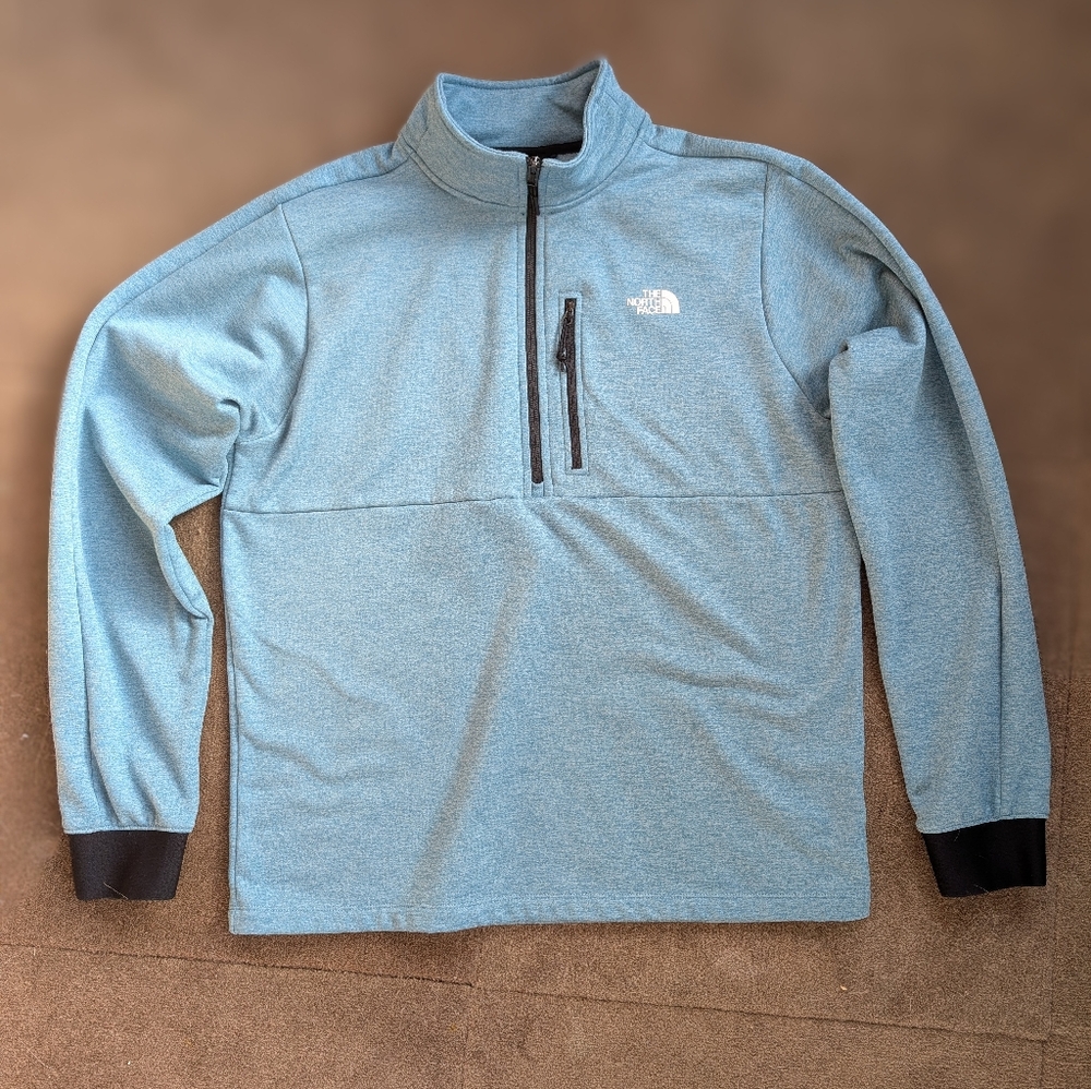 The North Face Men's Light Blue Quarter-Zip Jacket - Large - Cuffs